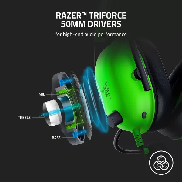 Razer BlackShark V2 X Wired Gaming Headset with 71 Surround Sound 50mm Drivers Noise Cancelling MicGreen