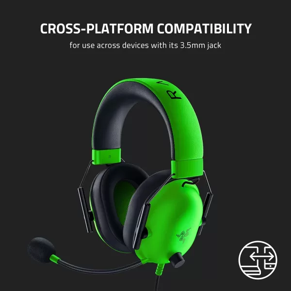 Razer BlackShark V2 X Wired Gaming Headset with 71 Surround Sound 50mm Drivers Noise Cancelling MicGreen