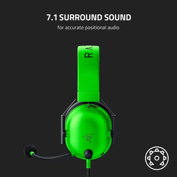 Razer BlackShark V2 X Wired Gaming Headset with 71 Surround Sound 50mm Drivers Noise Cancelling MicGreen