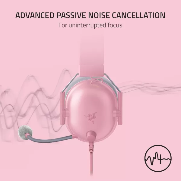 Razer BlackShark V2 X Wired Gaming Headset with 71 Surround Sound 50mm Drivers Noise Cancelling MicQuartz Pink