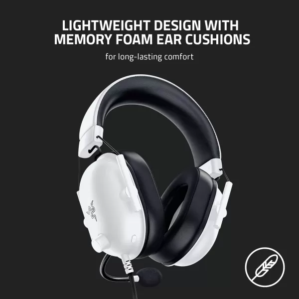 Razer BlackShark V2 X Wired Gaming Headset with 71 Surround Sound 50mm Drivers Noise Cancelling MicWhite