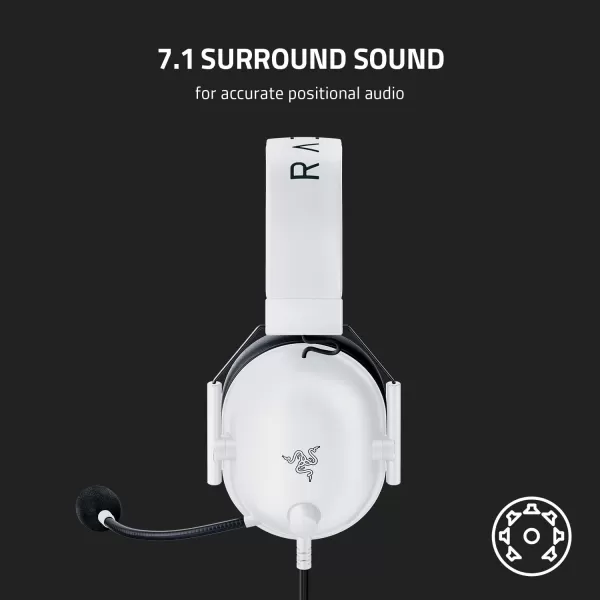Razer BlackShark V2 X Wired Gaming Headset with 71 Surround Sound 50mm Drivers Noise Cancelling MicWhite