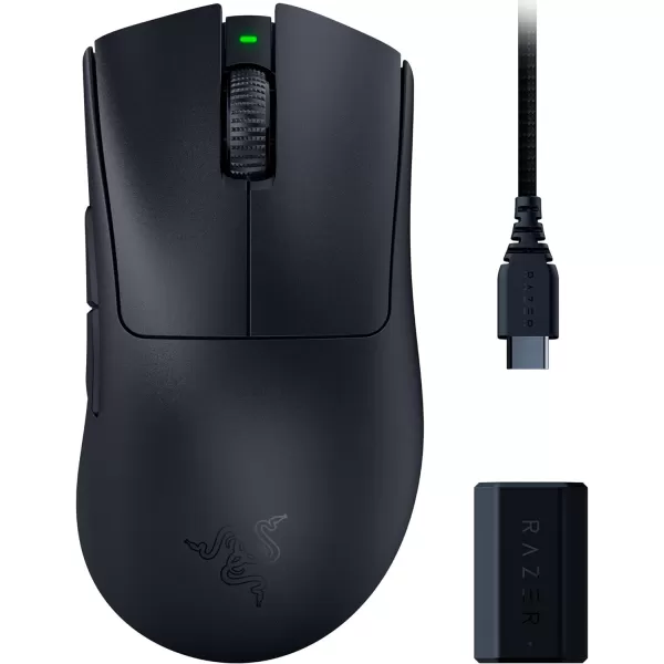 Razer DeathAdder V3 Pro Wireless Gaming Mouse  Hyperpolling Wireless Dongle 63g Ultra Lightweight  Focus Pro 30K Optical Sensor  Optical Switches Gen35 Programmable Buttons  BlackBlack