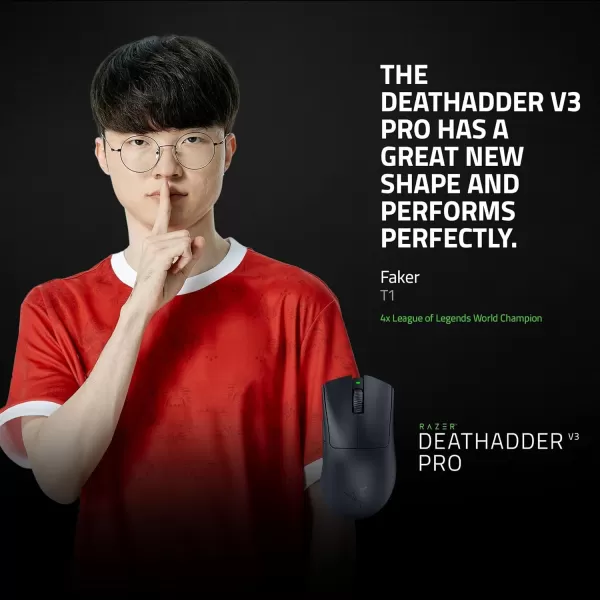 Razer DeathAdder V3 Pro Wireless Gaming Mouse  Hyperpolling Wireless Dongle 63g Ultra Lightweight  Focus Pro 30K Optical Sensor  Optical Switches Gen35 Programmable Buttons  BlackBlack
