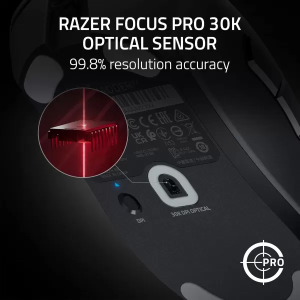 Razer DeathAdder V3 Wired Gaming Mouse 59g Ultra Lightweight  Focus Pro 30K Optical Sensor  Fast Optical Switches Gen38K Hz HyperPolling6 Programmable Buttons Ergonomic Speedflex Cable BlackBlack
