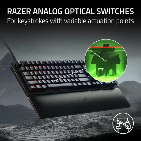 Razer Huntsman V2 TKL Tenkeyless Gaming Keyboard Fast Clicky Optical Switches wQuick Keystrokes ampamp 8000Hz Polling Rate  Detachable TypeC Cable  Doubleshot PBT Keycaps  Ergonomic Wrist RestClassic Black