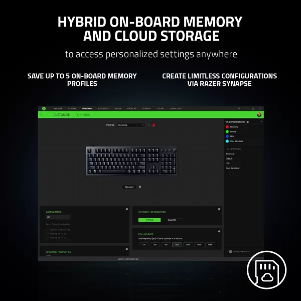 Razer Huntsman V2 TKL Tenkeyless Gaming Keyboard Fast Clicky Optical Switches wQuick Keystrokes ampamp 8000Hz Polling Rate  Detachable TypeC Cable  Doubleshot PBT Keycaps  Ergonomic Wrist RestClassic Black