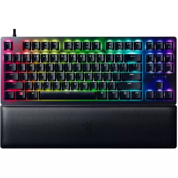 Razer Huntsman V2 TKL Tenkeyless Gaming Keyboard Fast Clicky Optical Switches wQuick Keystrokes ampamp 8000Hz Polling Rate  Detachable TypeC Cable  Doubleshot PBT Keycaps  Ergonomic Wrist RestClassic Black