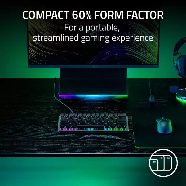 Razer Huntsman V3 Pro Esports Gaming Keyboard Analog Optical Switches  Razer Snap Tap  Rapid Trigger  Adjustable Actuation  Media Keys ampamp Dial  Doubleshot PBT Keycaps  Wrist Rest  BlackMini 60