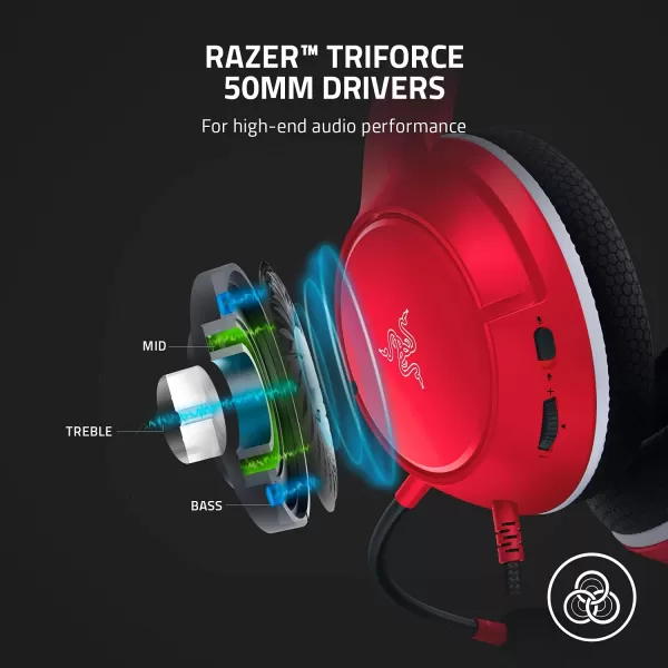 Razer Kaira X Wired Headset for Xbox Series XS Xbox One PC Mac ampamp Mobile Devices Triforce 50mm Drivers  HyperClear Cardioid Mic  Memory Foam Ear Cushions  OnHeadset Controls  Pulse RedRed