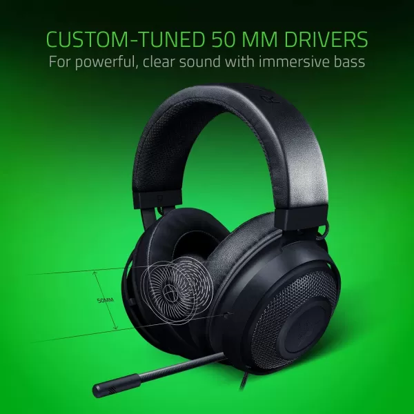 Razer Kraken Gaming Headset Lightweight Aluminum Frame  Retractable Noise Isolating Microphone  for PC PS4 PS5 Switch Xbox One Xbox Series X ampamp S Mobile  35 mm Headphone Jack  BlackBlueClassic Black