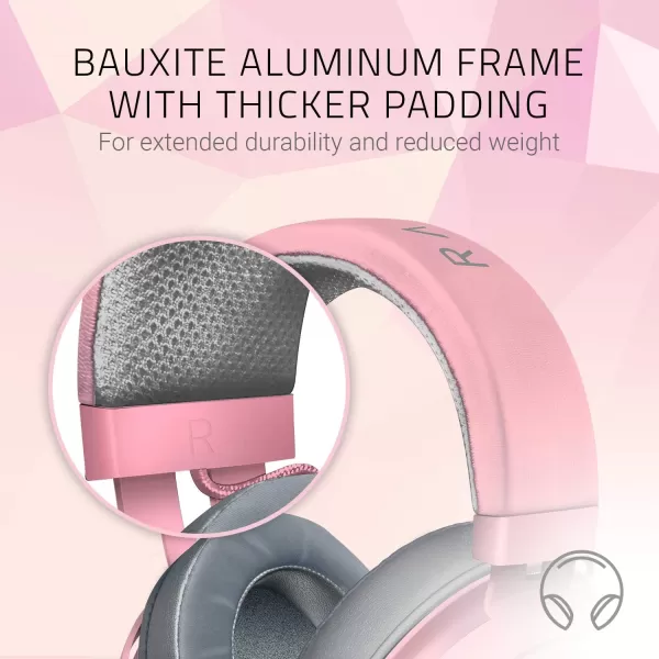Razer Kraken Gaming Headset Lightweight Aluminum Frame  Retractable Noise Isolating Microphone  for PC PS4 PS5 Switch Xbox One Xbox Series X ampamp S Mobile  35 mm Headphone Jack  BlackBlueQuartz Pink