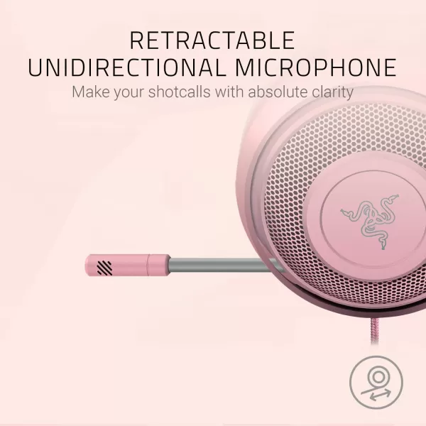 Razer Kraken Gaming Headset Lightweight Aluminum Frame  Retractable Noise Isolating Microphone  for PC PS4 PS5 Switch Xbox One Xbox Series X ampamp S Mobile  35 mm Headphone Jack  BlackBlueQuartz Pink