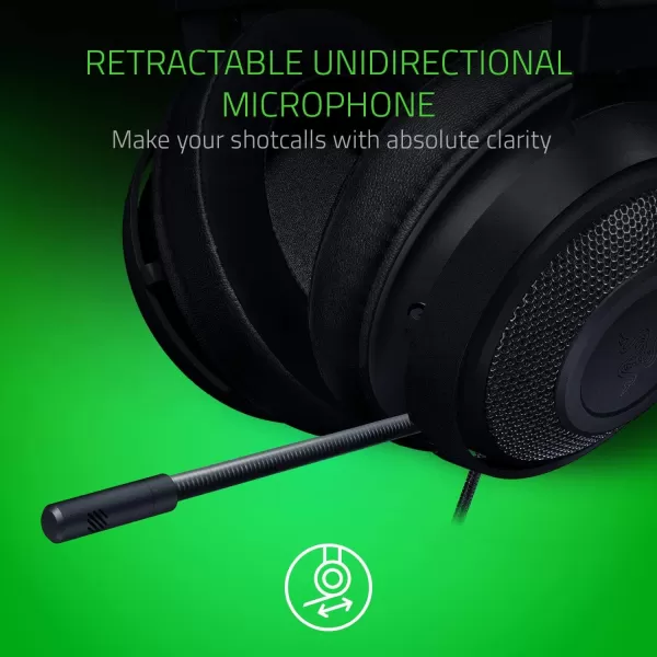 Razer Kraken Gaming Headset Lightweight Aluminum Frame  Retractable Noise Isolating Microphone  for PC PS4 PS5 Switch Xbox One Xbox Series X ampamp S Mobile  35 mm Headphone Jack  BlackBlueClassic Black