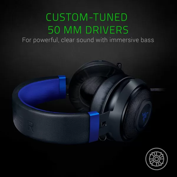 Razer Kraken Gaming Headset Lightweight Aluminum Frame  Retractable Noise Isolating Microphone  for PC PS4 PS5 Switch Xbox One Xbox Series X ampamp S Mobile  35 mm Headphone Jack  BlackBlueBlackBlue