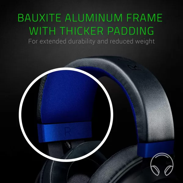 Razer Kraken Gaming Headset Lightweight Aluminum Frame  Retractable Noise Isolating Microphone  for PC PS4 PS5 Switch Xbox One Xbox Series X ampamp S Mobile  35 mm Headphone Jack  BlackBlueBlackBlue