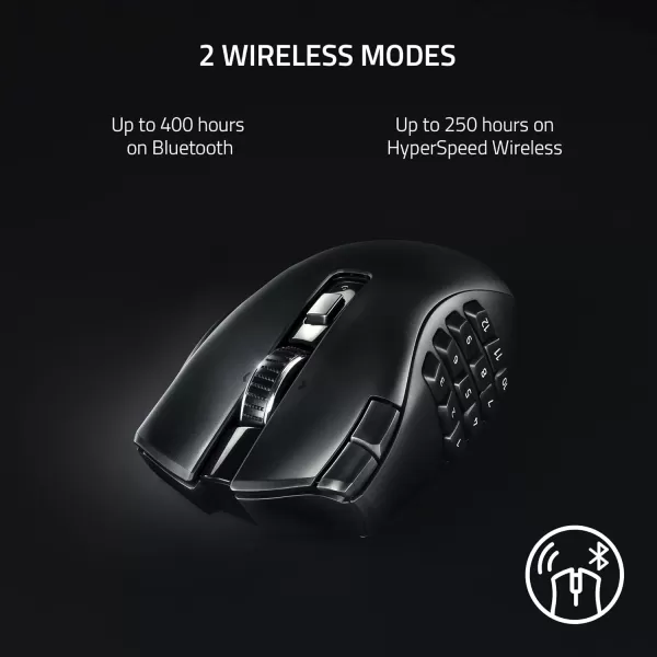 Razer Naga V2 HyperSpeed Wireless MMO Gaming Mouse 19 Programmable Buttons  HyperScroll Technology  Focus Pro 30K Optical Sensor  Mechanical Mouse Switches Gen2  Up to 400 Hr Battery LifeNaga V2 HyperSpeed