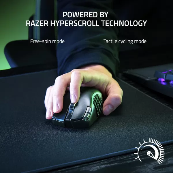 Razer Naga V2 HyperSpeed Wireless MMO Gaming Mouse 19 Programmable Buttons  HyperScroll Technology  Focus Pro 30K Optical Sensor  Mechanical Mouse Switches Gen2  Up to 400 Hr Battery LifeNaga V2 HyperSpeed