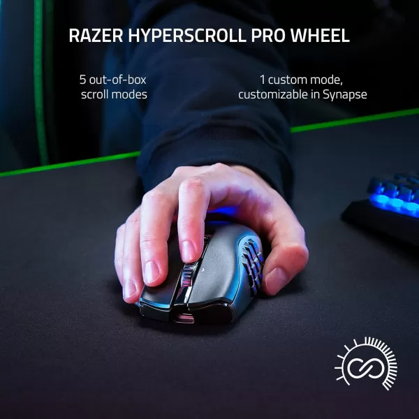 Razer Naga V2 HyperSpeed Wireless MMO Gaming Mouse 19 Programmable Buttons  HyperScroll Technology  Focus Pro 30K Optical Sensor  Mechanical Mouse Switches Gen2  Up to 400 Hr Battery LifeNaga V2 Pro
