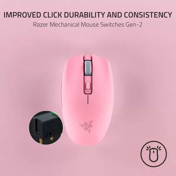 Razer Orochi V2 Mobile Wireless Gaming Mouse Ultra Lightweight  2 Wireless Modes  Up to 950hrs Battery Life  Mechanical Mouse Switches  5G Advanced 18K DPI Optical Sensor  Classic BlackQuartz Pink
