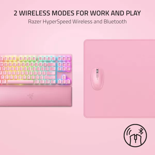 Razer Orochi V2 Mobile Wireless Gaming Mouse Ultra Lightweight  2 Wireless Modes  Up to 950hrs Battery Life  Mechanical Mouse Switches  5G Advanced 18K DPI Optical Sensor  Classic BlackQuartz Pink