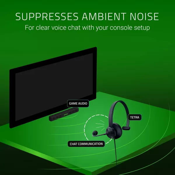 Razer Tetra Streaming Headset Lightweight Frame Bendable Cardioid Microphone for PC Xbox PS4 Nintendo Switch Reversible LeftRight Orientation