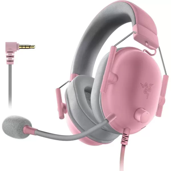 Razer BlackShark V2 X Wired Gaming Headset with 71 Surround Sound 50mm Drivers Noise Cancelling MicQuartz Pink