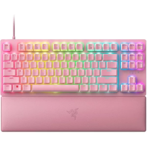 Razer Huntsman V2 TKL Tenkeyless Gaming Keyboard Fast Clicky Optical Switches wQuick Keystrokes ampamp 8000Hz Polling Rate  Detachable TypeC Cable  Doubleshot PBT Keycaps  Ergonomic Wrist RestQuartz Pink