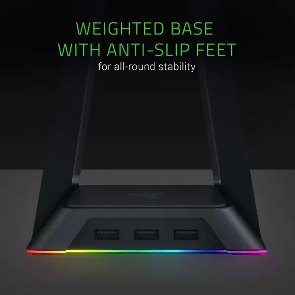Base Station V2 Chroma Headphone Headset Stand Holder Chroma RGB Lighting  Taller Stand ampamp Antislip Ledge  USB Charging Ports  AntiSlip Rubber Base  35mm Port  Builtin DAC  Quartz PinkClassic Black