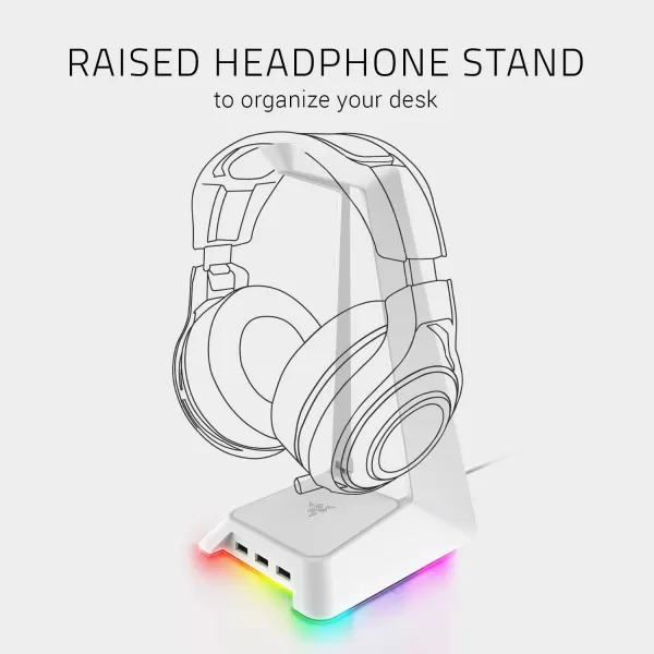 Base Station V2 Chroma Headphone Headset Stand Holder Chroma RGB Lighting  Taller Stand ampamp Antislip Ledge  USB Charging Ports  AntiSlip Rubber Base  35mm Port  Builtin DAC  Quartz PinkMercury White