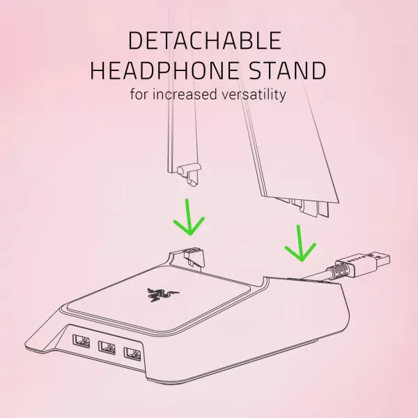 Base Station V2 Chroma Headphone Headset Stand Holder Chroma RGB Lighting  Taller Stand ampamp Antislip Ledge  USB Charging Ports  AntiSlip Rubber Base  35mm Port  Builtin DAC  Quartz PinkQuartz Pink