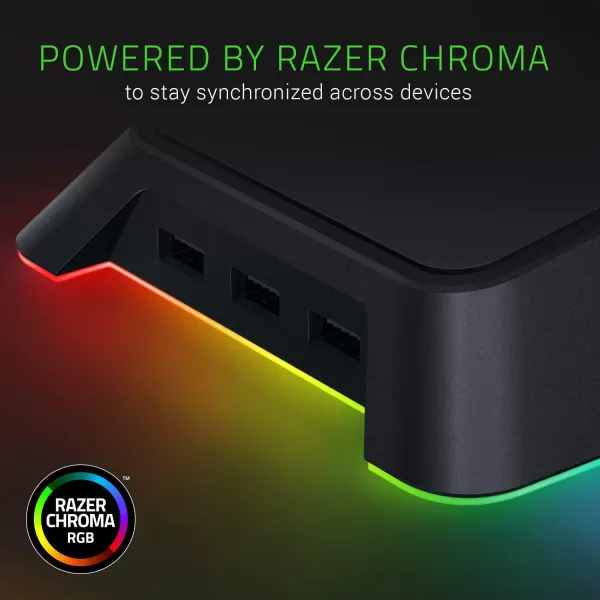 Base Station V2 Chroma Headphone Headset Stand Holder Chroma RGB Lighting  Taller Stand ampamp Antislip Ledge  USB Charging Ports  AntiSlip Rubber Base  35mm Port  Builtin DAC  Quartz PinkClassic Black