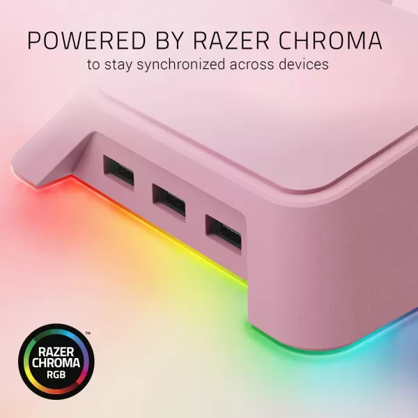 Base Station V2 Chroma Headphone Headset Stand Holder Chroma RGB Lighting  Taller Stand ampamp Antislip Ledge  USB Charging Ports  AntiSlip Rubber Base  35mm Port  Builtin DAC  Quartz PinkQuartz Pink