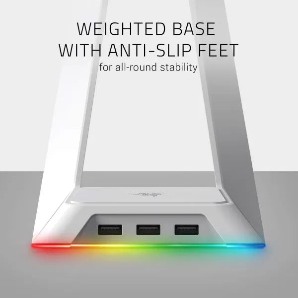 Base Station V2 Chroma Headphone Headset Stand Holder Chroma RGB Lighting  Taller Stand ampamp Antislip Ledge  USB Charging Ports  AntiSlip Rubber Base  35mm Port  Builtin DAC  Quartz PinkMercury White
