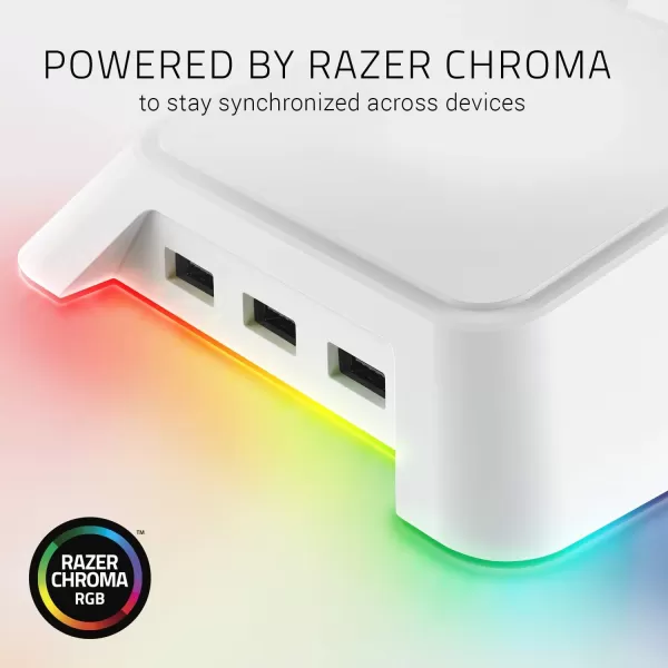 Base Station V2 Chroma Headphone Headset Stand Holder Chroma RGB Lighting  Taller Stand ampamp Antislip Ledge  USB Charging Ports  AntiSlip Rubber Base  35mm Port  Builtin DAC  Quartz PinkMercury White