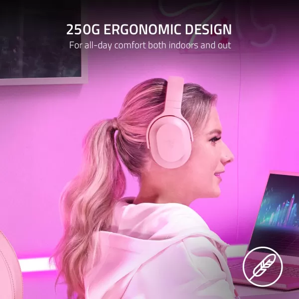 Razer Barracuda X Wireless MultiPlatform Gaming and Mobile Headset 2021 Model 250g Ergonomic Design  Detachable HyperClear Mic  20 Hr Battery  Compatible wPC PS5 Switch ampamp Android  BlackQuartz Pink