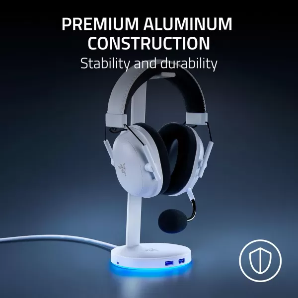 Razer Base Station V2 Chroma Chroma RGB Lighting  NonSlip Rubber Base  Designed for Gaming Headsets  Mercury White RC2101510300R3M1