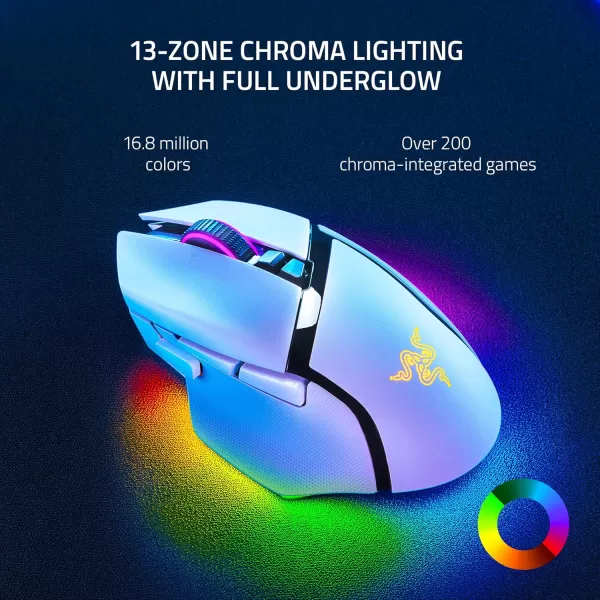 Razer Basilisk V3 Pro Customizable Wireless Gaming Mouse Fast Optical Switches Gen3  HyperScroll Tilt Wheel  Chroma RGB  11 Programmable Buttons  Focus Pro 30K Optical Sensor  WhiteWhite
