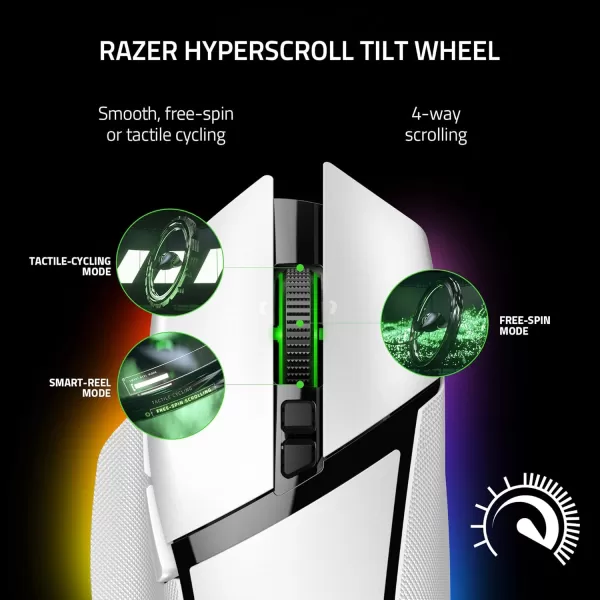 Razer Basilisk V3 Pro Customizable Wireless Gaming Mouse Fast Optical Switches Gen3  HyperScroll Tilt Wheel  Chroma RGB  11 Programmable Buttons  Focus Pro 30K Optical Sensor  WhiteWhite