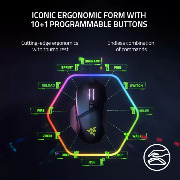 Razer Basilisk V3 Pro Customizable Wireless Gaming Mouse Fast Optical Switches Gen3  HyperScroll Tilt Wheel  Chroma RGB  11 Programmable Buttons  Focus Pro 30K Optical Sensor  WhiteWhite