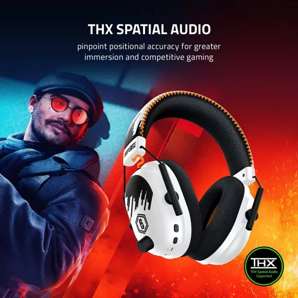 Razer BlackShark V2 Pro Wireless Gaming Headset THX 71 Spatial Surround Sound  50mm Drivers  Detachable Mic  for PC PS5 PS4 Switch WhiteSix Siege