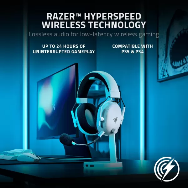 Razer BlackShark V2 Pro Wireless Gaming Headset THX 71 Spatial Surround Sound  50mm Drivers  Detachable Mic  for PC PS5 PS4 Switch WhiteWhite