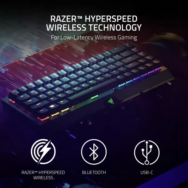 Razer BlackWidow V3 Mini HyperSpeed 65 Wireless Mechanical Gaming Keyboard Green Mechanical Switches Tactile ampamp Clicky  Phantom Pudding Keycaps  Chroma RGB  Up to 200 Hr Battery  Snap TapBlackWidow V3 Mini
