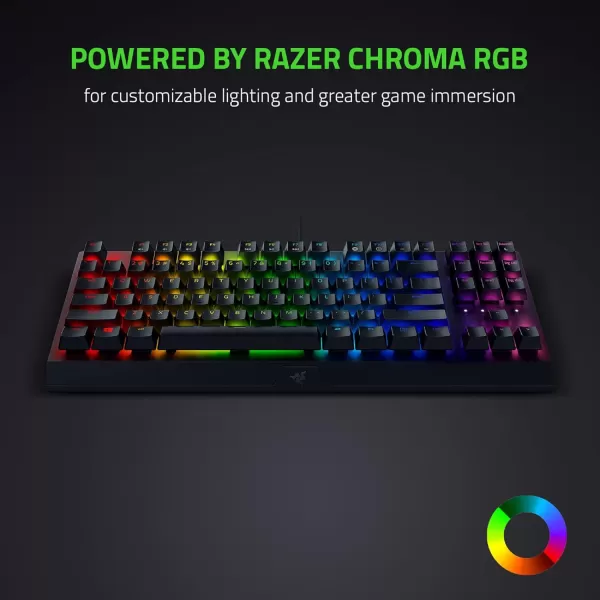 Razer BlackWidow V3 Tenkeyless TKL Mechanical Gaming Keyboard Green Mechanical Switches  Tactile ampamp Clicky  Chroma RGB Lighting  Compact Form Factor  Programmable MacrosClicky Switches