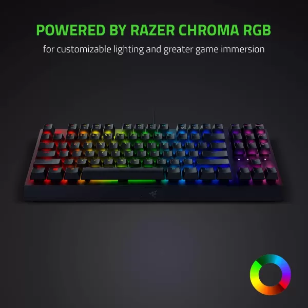 Razer BlackWidow V3 Tenkeyless TKL Mechanical Gaming Keyboard Green Mechanical Switches  Tactile ampamp Clicky  Chroma RGB Lighting  Compact Form Factor  Programmable MacrosSilent Switches