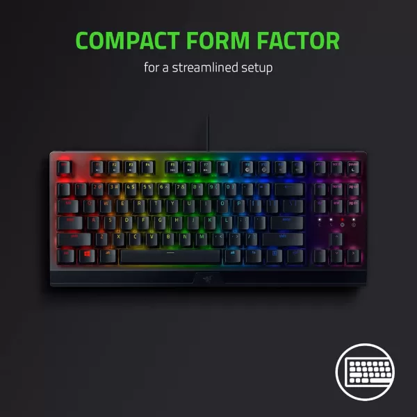 Razer BlackWidow V3 Tenkeyless TKL Mechanical Gaming Keyboard Green Mechanical Switches  Tactile ampamp Clicky  Chroma RGB Lighting  Compact Form Factor  Programmable MacrosClicky Switches