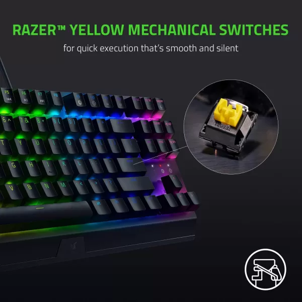 Razer BlackWidow V3 Tenkeyless TKL Mechanical Gaming Keyboard Green Mechanical Switches  Tactile ampamp Clicky  Chroma RGB Lighting  Compact Form Factor  Programmable MacrosSilent Switches