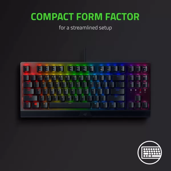 Razer BlackWidow V3 Tenkeyless TKL Mechanical Gaming Keyboard Green Mechanical Switches  Tactile ampamp Clicky  Chroma RGB Lighting  Compact Form Factor  Programmable MacrosSilent Switches