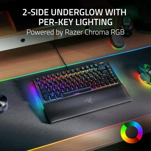 Razer BlackWidow V4 75 Mechanical Gaming Keyboard Hot Swappable Design  Compact ampamp Durable  Orange Tactile Switches  Chroma RGB  Roller ampamp Media Keys  Wrist Rest  Snap Tap  BlackBlack