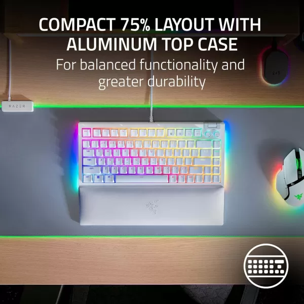 Razer BlackWidow V4 75 Mechanical Gaming Keyboard Hot Swappable Design  Compact ampamp Durable  Orange Tactile Switches  Chroma RGB  Roller ampamp Media Keys  Wrist Rest  Snap Tap  BlackWhite